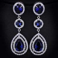 fashion luxury water drop aaa zircon earrings silver cross white gold color hypoallergenic wedding party jewelry earrings