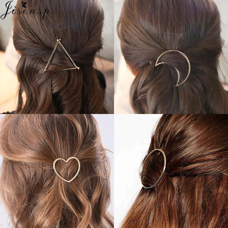 Jisensp Модные сплав полые круглые треугольные шпильки с сердечками для женщин