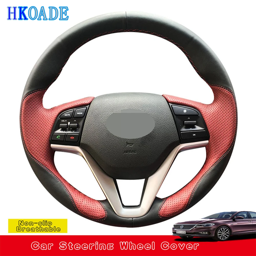 

Customize DIY Genuine Leather Car Steering Wheel Cover For Hyundai Tucson 3 2015 2016 2017 2018 2019 Car Interior