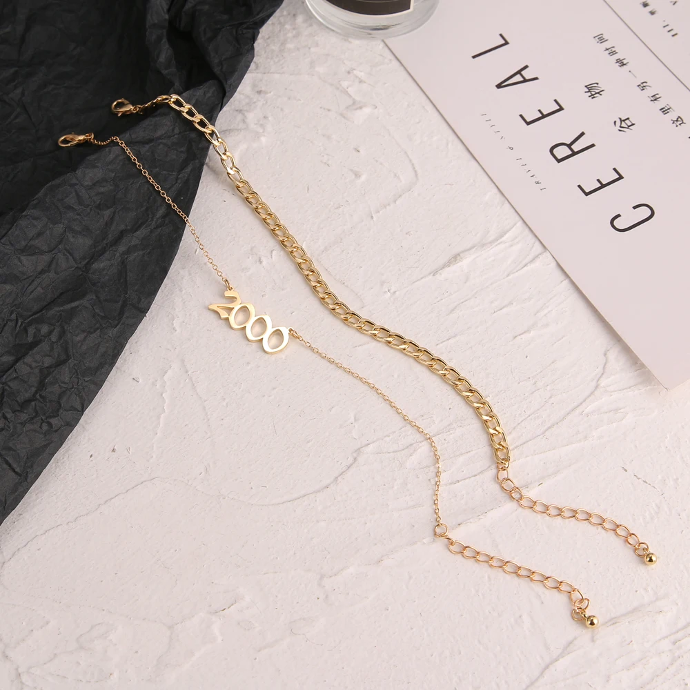 

EN Vintage 2000 Anklets 2ps/Set Link Chain Ankle Bracelets For Woman Female Gold Color Party Jewelry New Fashion Foot Bracelet