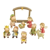 resin sculpture accent piece modern christmas nativity scene decorative object for home office table and desktop