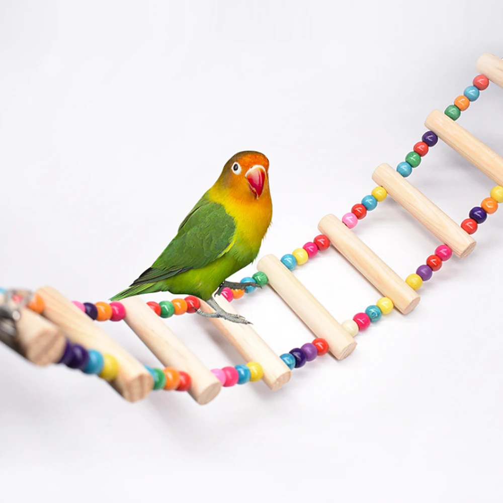 Игрушки для птиц подвесные разноцветные шарики с натуральным деревом клетка