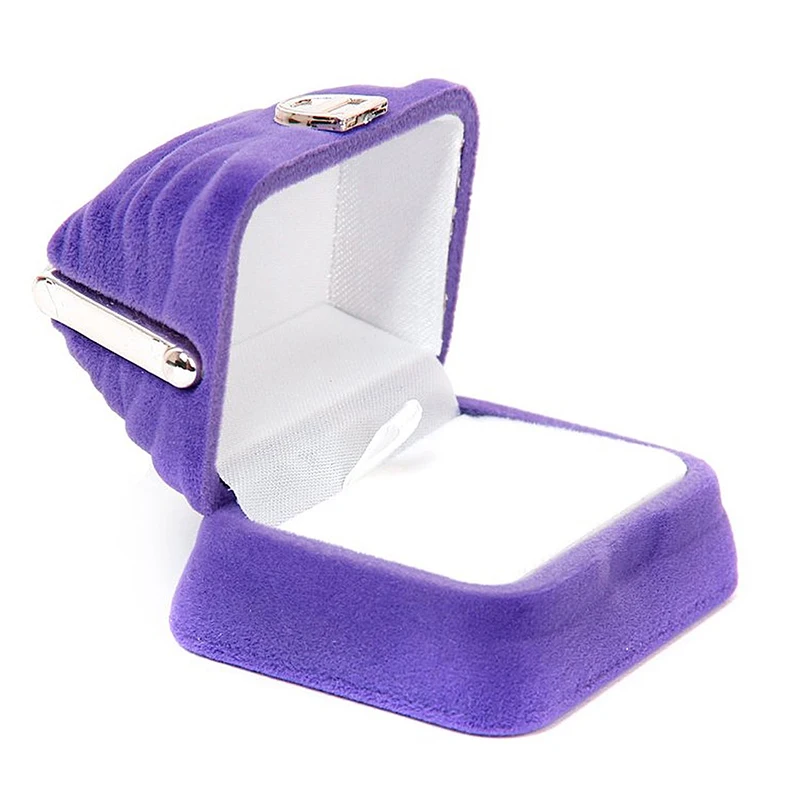 

Handbag-Shape Ring Gift Box Jewelry Storage Case Velvet Purple
