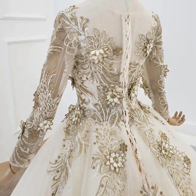 HTL1269 Quinceanera Dresses 2020 Blush white golden Ball Gown Sweet Beaded lace Formal Gowns vestidos de 15 Party Prom Dresses