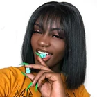 Парики BEAUDIVA женские, черные, с челкой, прямые бразильские волосы, Короткие парики из человеческих волос