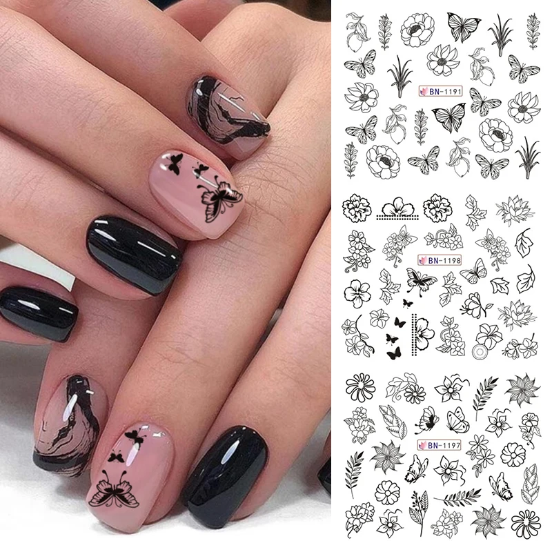 

12 Designs Nail Stickers Set Mixed Floral Geometric Sexy Girl Nail Art Water Transfer Decals Tattoos Sliders Manicure