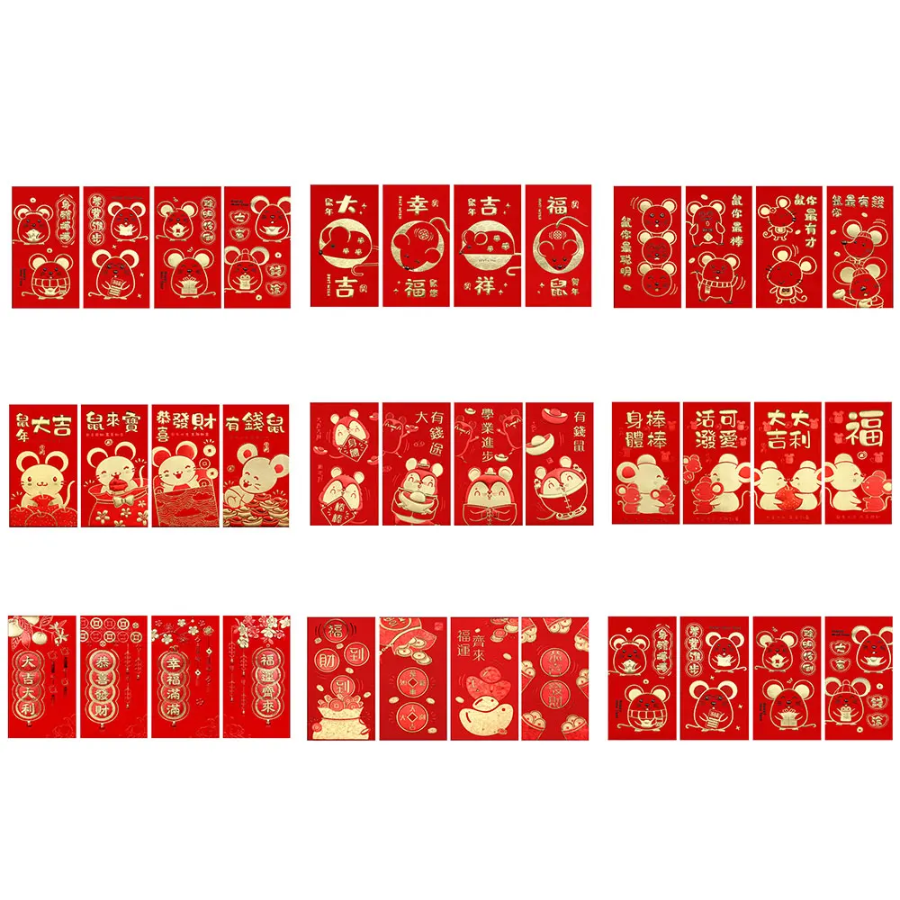 16 шт. китайский новый год элемент праздничный красный конверты подарочная карта