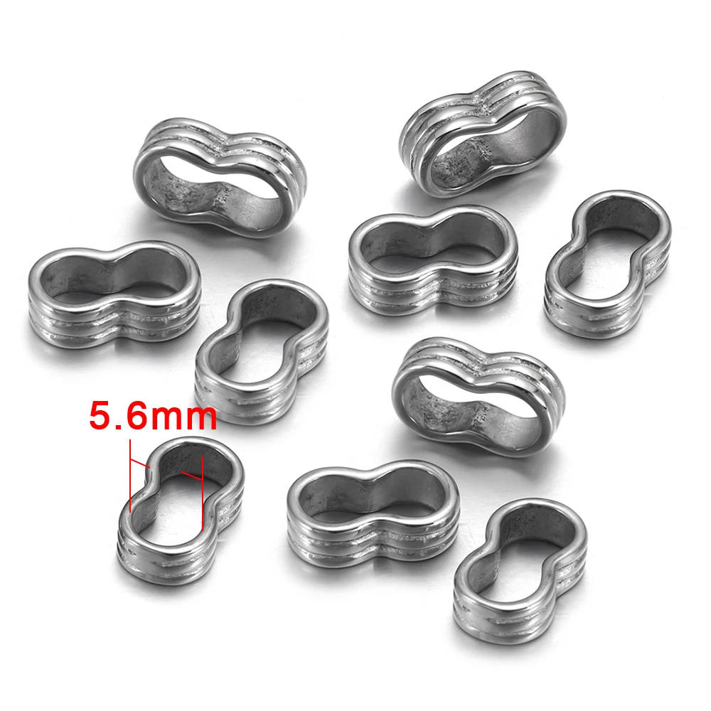 Hole 5.5mm 10 шт. бусины с двойным отверстием подходят 5 мм 4 мм круглый кожаный шнур разделитель браслета DIY Изготовление ювелирных изделий 316L нержавеющая сталь металлические аксессуары - Цвет: Hole 5.5mm