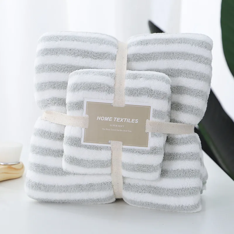 Лидер продаж всесезонный комплект двухцветных полосатых полотенец из