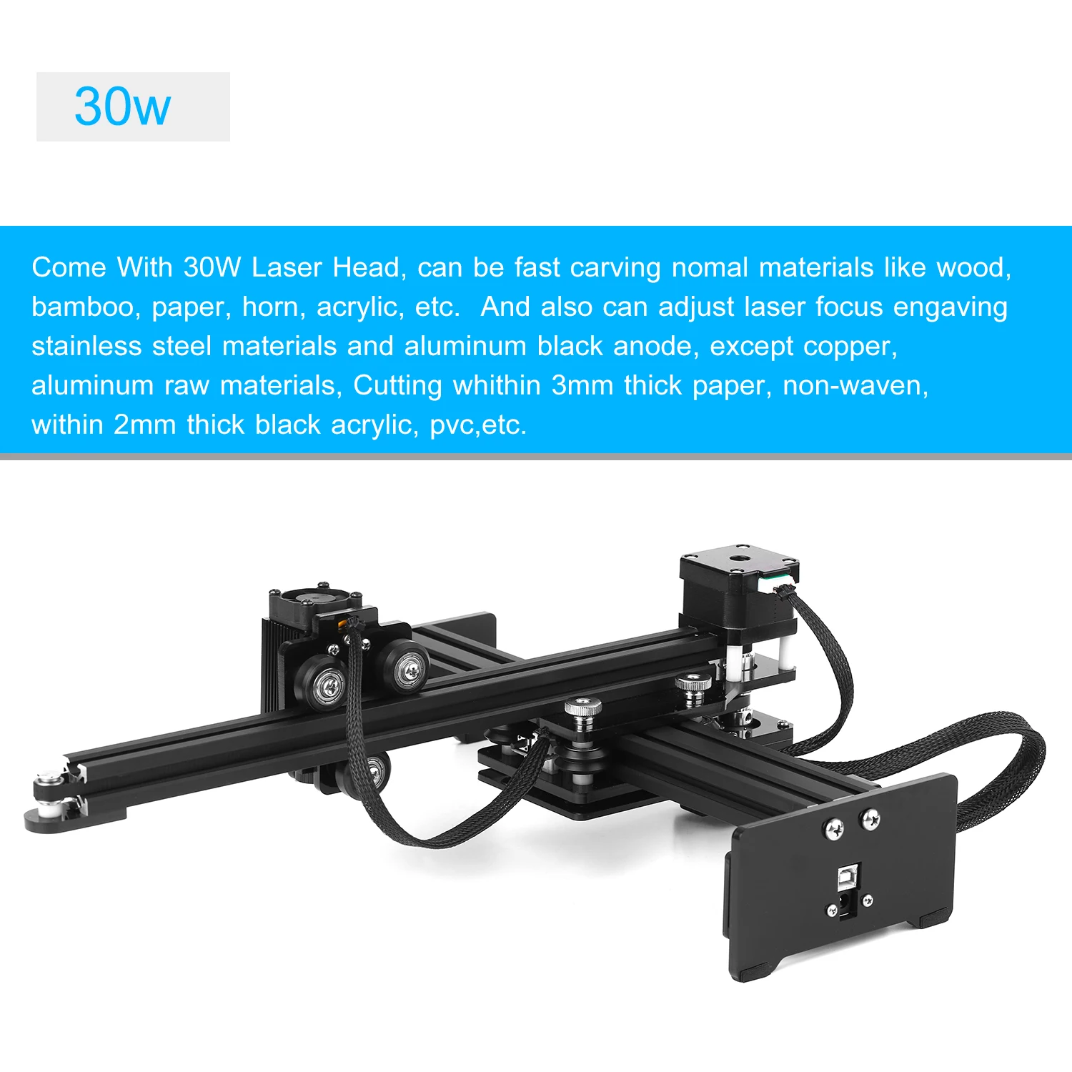 30W Portable Mini Desktop Laser Engraver Printer Engraving Machine Carver DIY Logo Mark Working Area 170*200mm |