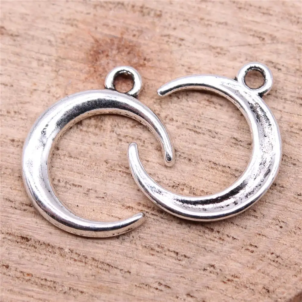 

Moon Charms For Jewelry Making Findings Handmade DIY Craft 20pcs Antique Silver Color 20x16mm