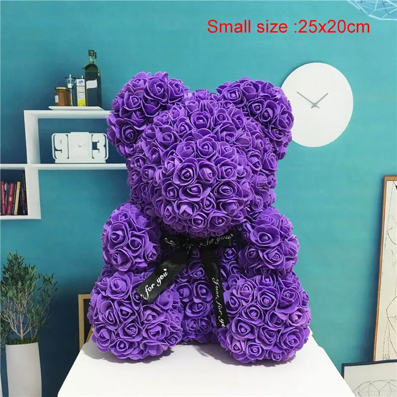 Small purple Искусственные цветы Роза медведь девушка Юбилей Рождество День Святого Валентина подарок на день рождения для украшения свадебной вечеринки - Цвет: Small purple