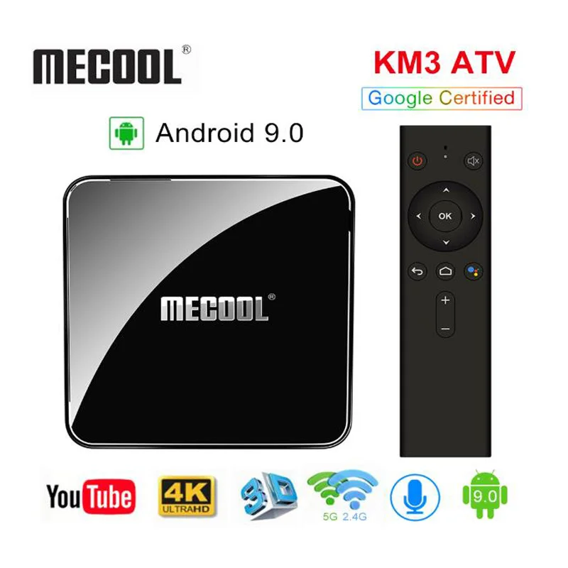 ТВ-приставка MECOOL KM3 A Android 9 0 4 + 64 Гб/128 дюйма 4K Wi-Fi | Электроника