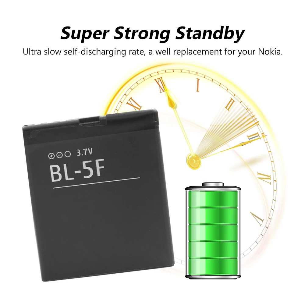 Литий-полимерная аккумуляторная батарея для телефона BL 5F BL-5F BL5F Nokia E65 N93I N72 N93 N95 N98