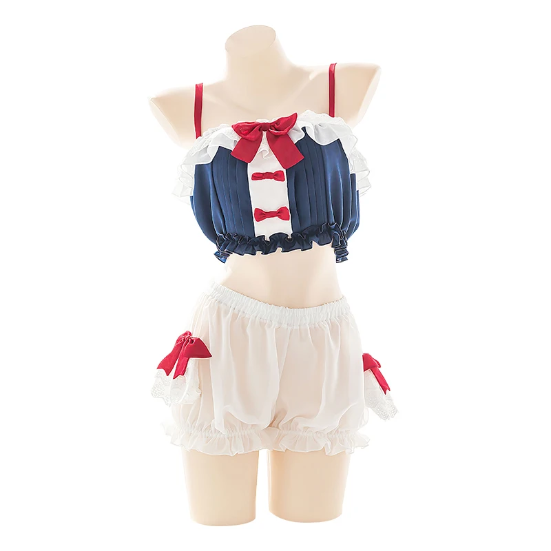 Женский кружевной пижамный комплект в японском стиле с рюшами милый нижнего