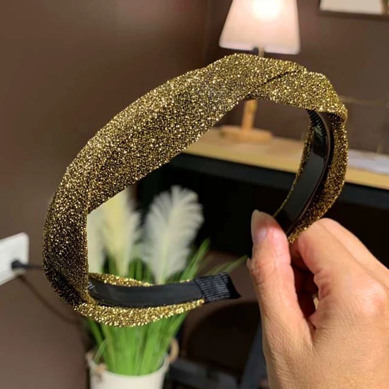 Leveo Twist Hairband для женщин Глянцевая s-образная головная повязка для волос ободок для девочек Новые плетеные головные повязки обруч для волос аксессуары - Цвет: Shiny Gold