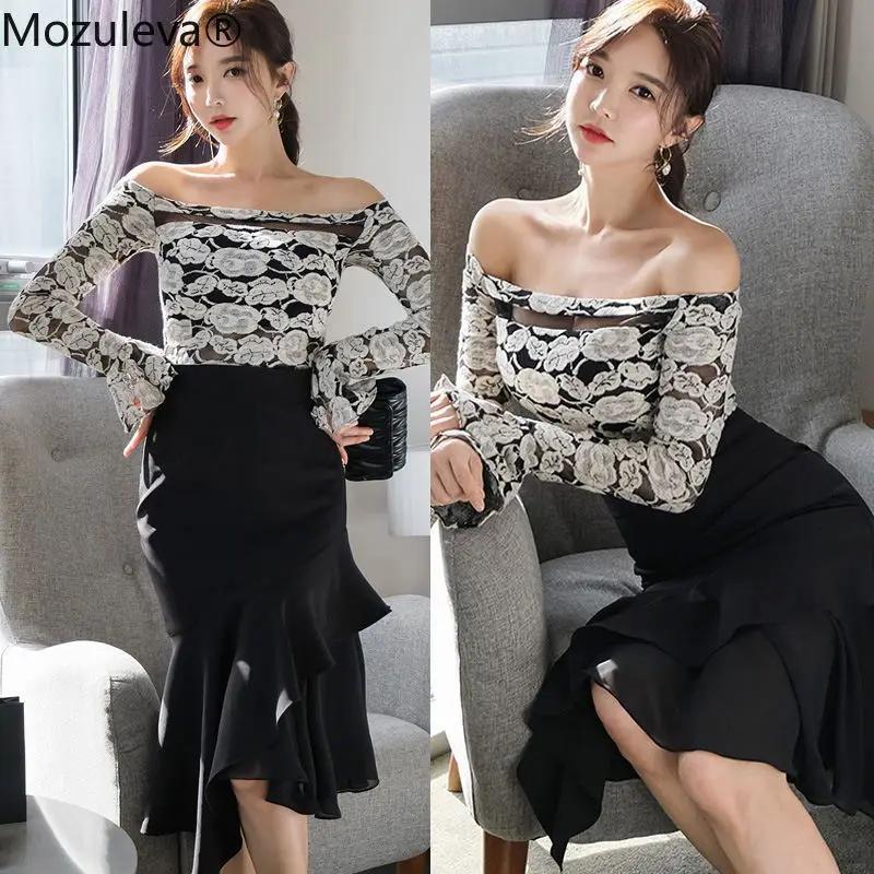 Mozuleva/Весенний комплект из двух предметов в Корейском стиле Шифоновый кружевной