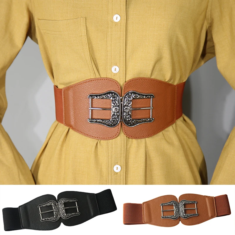 

Elastic Corset Belt Retro Female Big Cummerbunds Smooth Easy Stretch Ceinture Dress Coat Waistband Vintage Wide Belts for Women