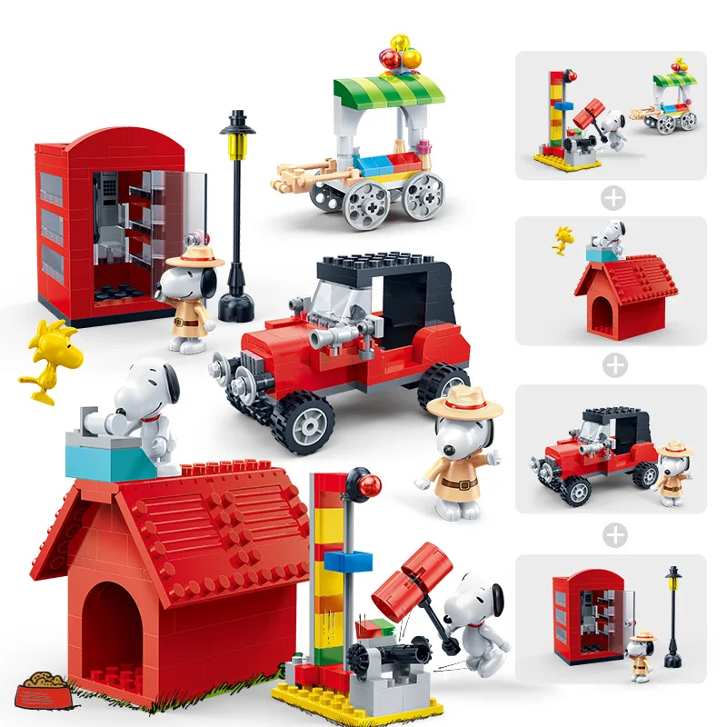 BanBao горячий IP Snoopy арахис дом техника город Playmobil Juguetes пластиковые строительные