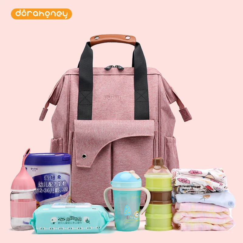 

DORA Outside Travel Bags Modern Stylish Diaper Bag Backpack With Hook Multifunctional Large-Capacity Maternity Handbags