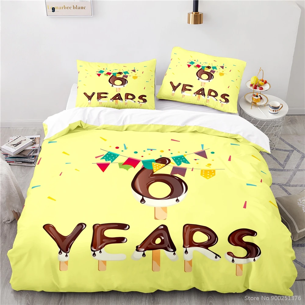 Комплект постельного белья с 3D мультяшным принтом 6 лет на день рождения мягкий