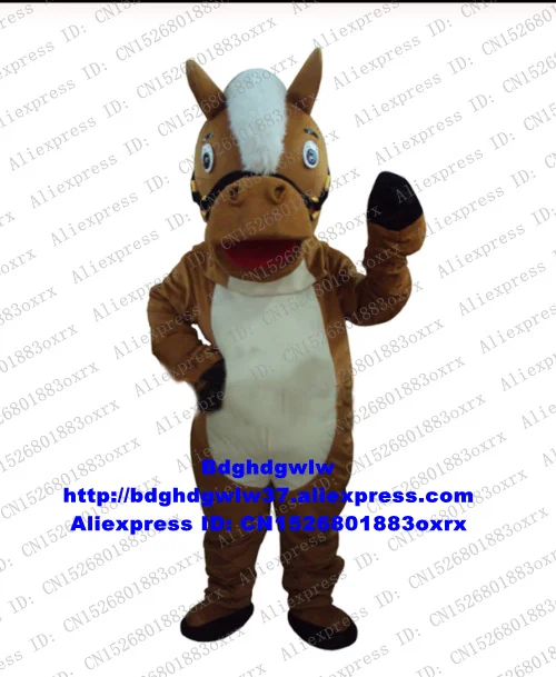 Коричневый костюм коня-маскота взрослый персонажа из мультфильма масштабных