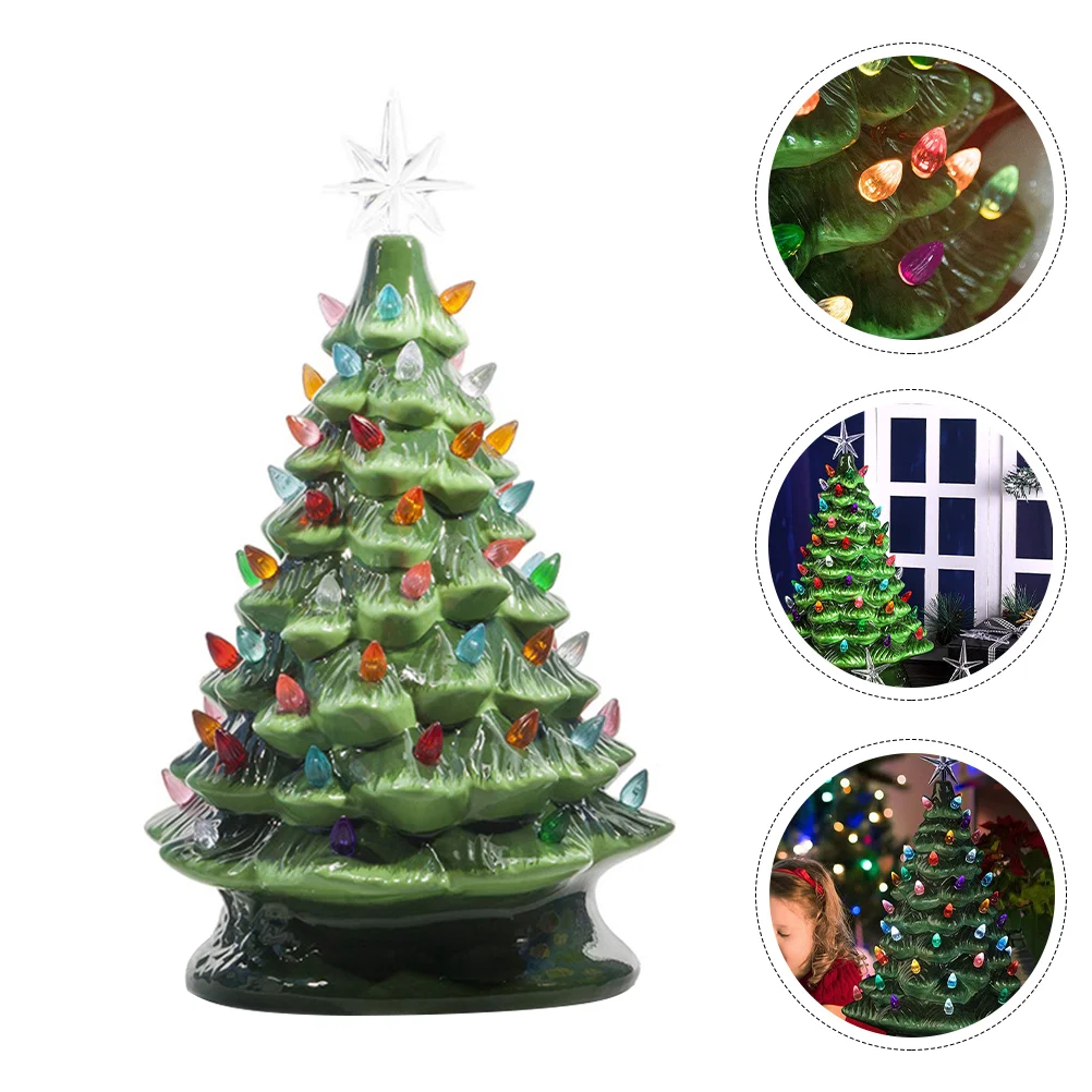

Ceramic Tabletop Christmas Tree Luminous Christmas Tree Decor (Battery)