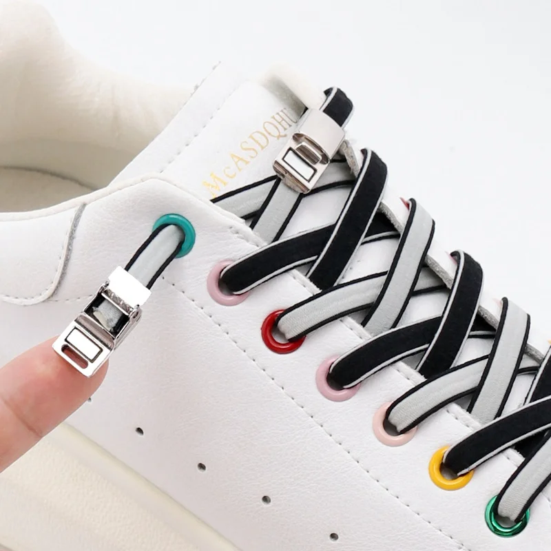 

Double-sided No tie Shoe laces Elastic Magnetic Lock Shoelaces Sneakers Shoe lace Kids Adult Quick Laces One Size Fits All Shoes