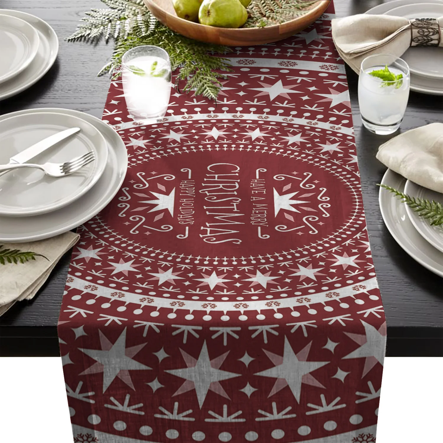 Рождественская красная мандала Настольная дорожка с принтом подстилка для отеля