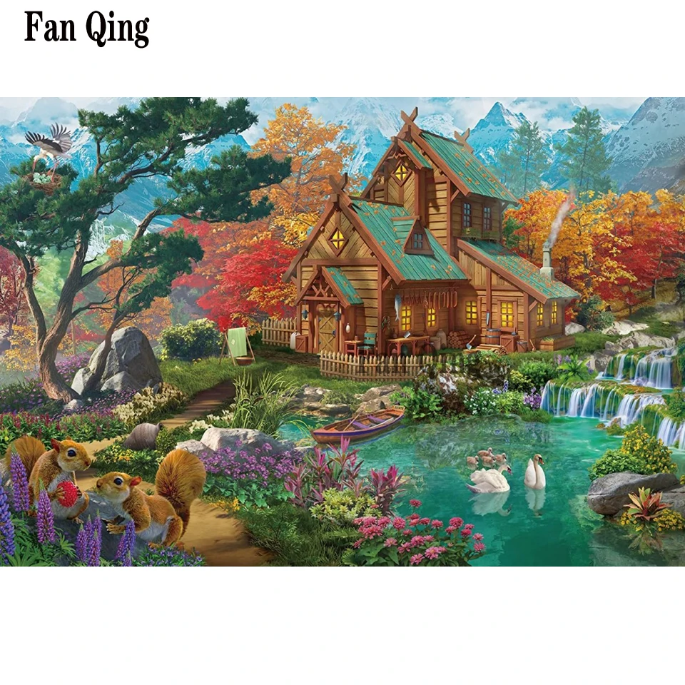 

5D Diamond Painting Landscape Cross Stitch House Embroidery Sale Needlework Mosaic Rhinestones Pictures Home Decor