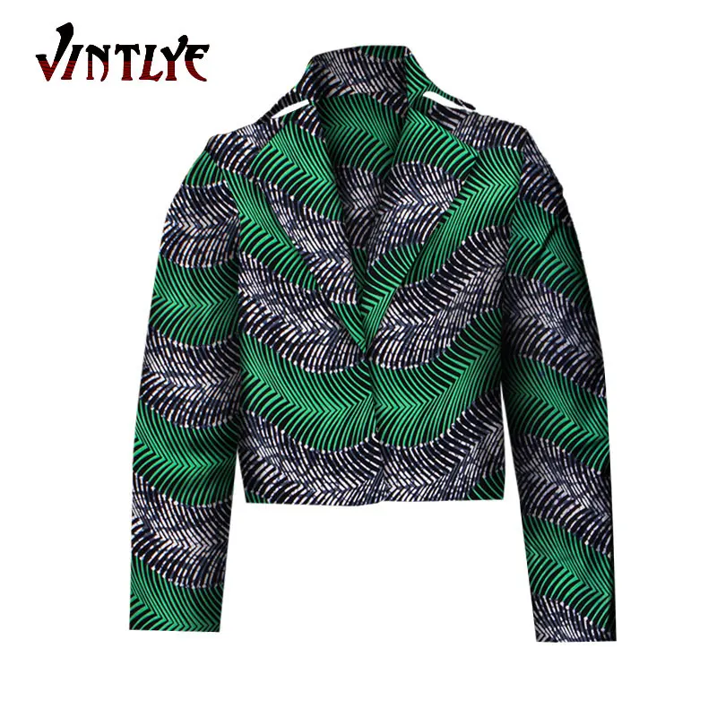 Women Floral Print Jacket African Clothing Dashiki for Lady Long Sleeve Short Top Hip Hop Punk Coat Large Size WY632 | Тематическая