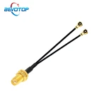1 шт. SMA мама к Dual MHF4 IPEX4 мама IPX U.fl Y-образный сплиттер-Сумматор RF0.81 Pigtail RF коаксиальный удлинитель 15 см 6 дюймов