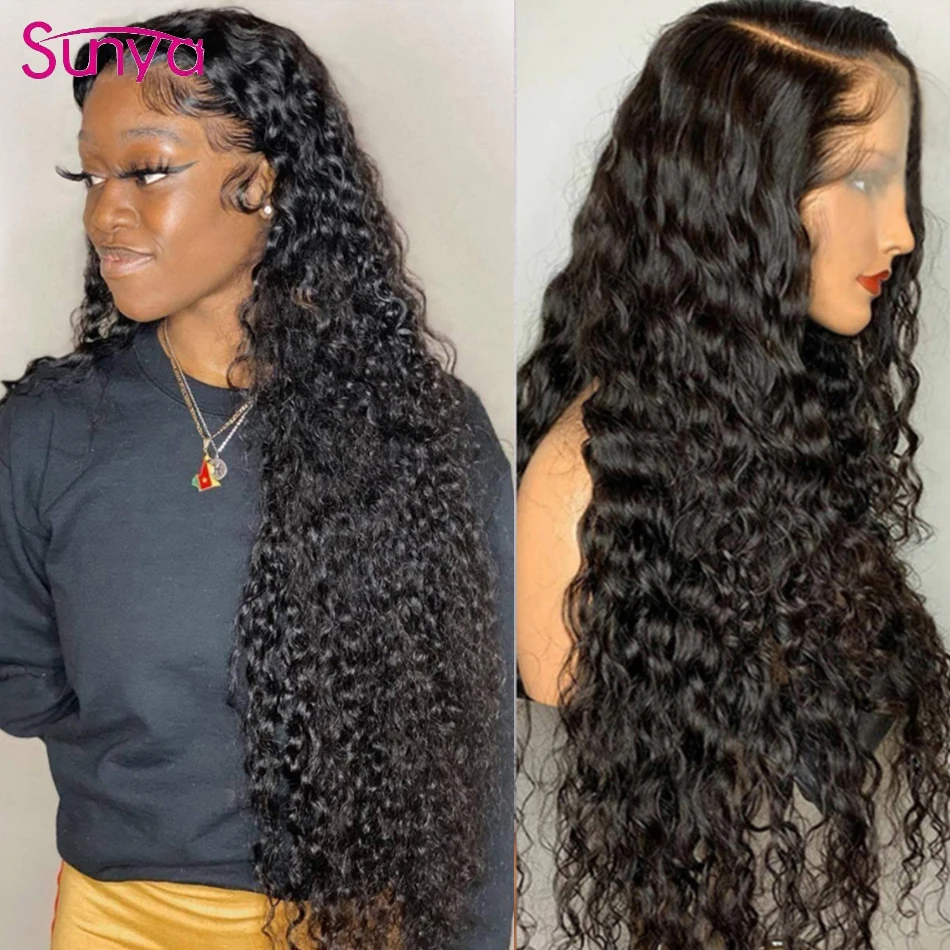 

Brazilian Water Wave Lace Front Wig Human HD Transparent Lace Frontal Wigs Perruque Frise cheveux humain Wet And Wavy 13X4 front