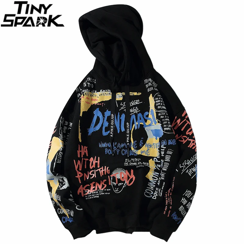 Мужская толстовка с капюшоном в стиле хип хоп граффити Harajuku уличная одежда