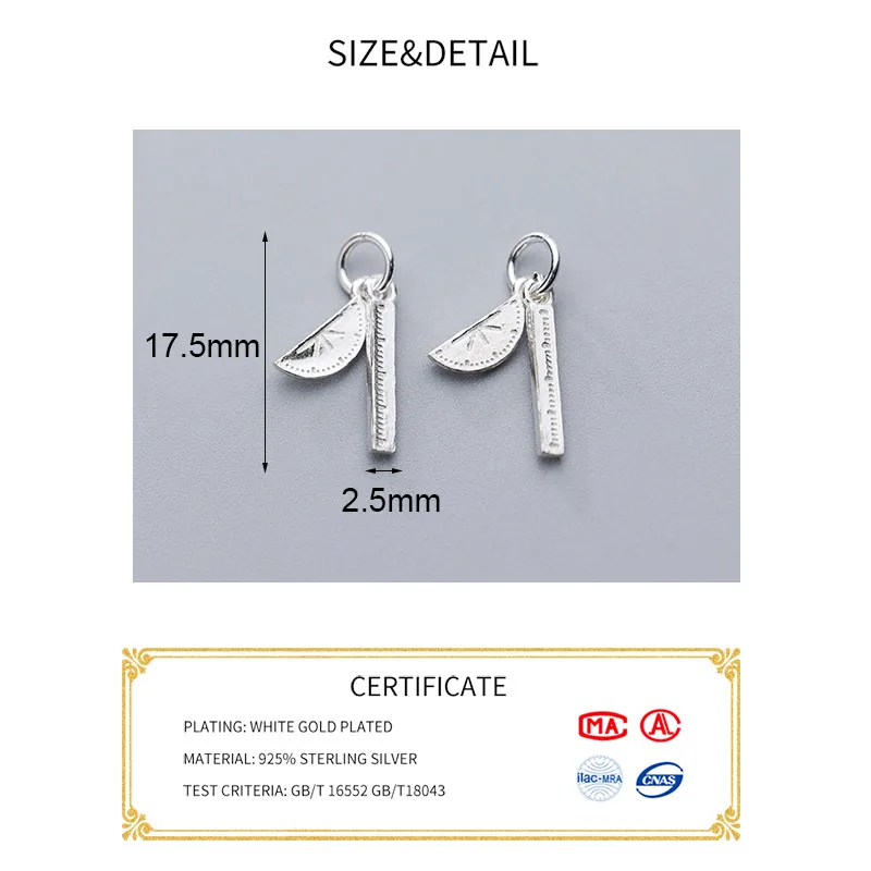 MEETSOFT классический из стерлингового серебра S925 пробы транспортир и линейка