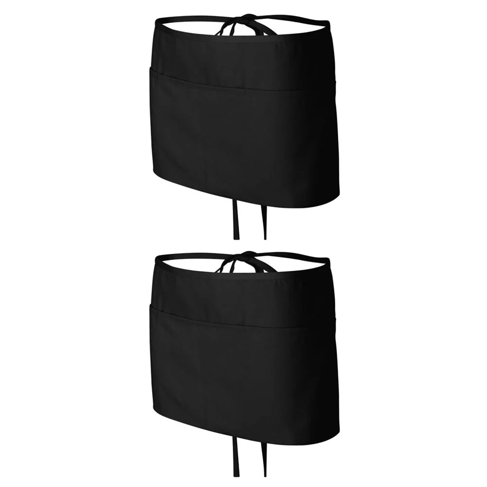 

2pcs Chef Aprons Waiter Aprons Half-length Aprons Kitchen Supplies (Black)