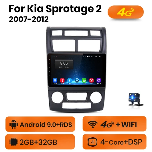 4G-WIFI (2GB-32GB) AWESAFE для Kia Sportage 2007 2008 2009 Автомобильный Радио Мультимедиа Видео плеер gps Нет 2din 2 din Android 8,1 2 ГБ+ 32 ГБ - Цвет: 4G-WIFI (2GB-32GB)