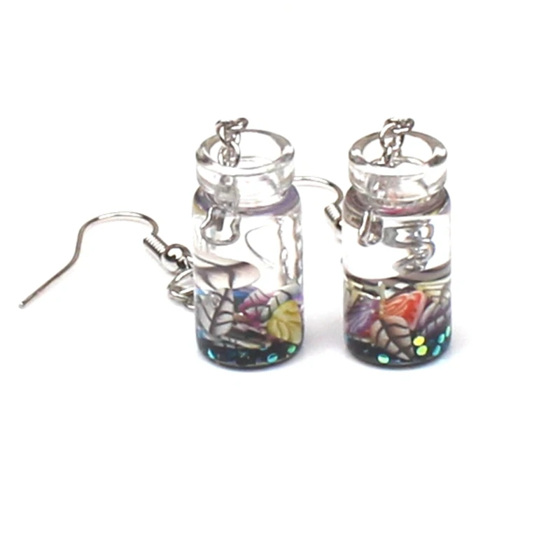 

New Color Crystal Flower Pendant Earrings Female Earrings Fashion Jewelry Korean Sound Earrings Transparent Glass Bottle Leaves