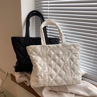 fashion women stuffed space cotton shoulder bags large capacity ladies quilted down bag casual tote winter female purse handbags