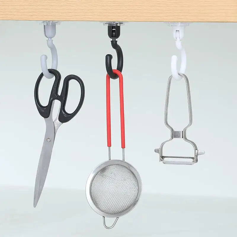

360 градусов вращающиеся кухонные крючки самоклеющиеся крючки для дома настенный крюк для двери сумка для одежды Галстуки сумка вешалка для ...