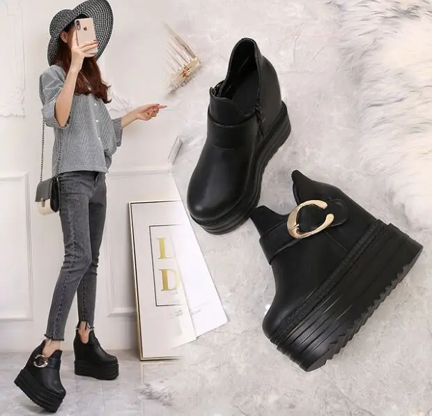 Женские ботильоны на очень высоком каблуке 13 см черные привлекательные ботинки