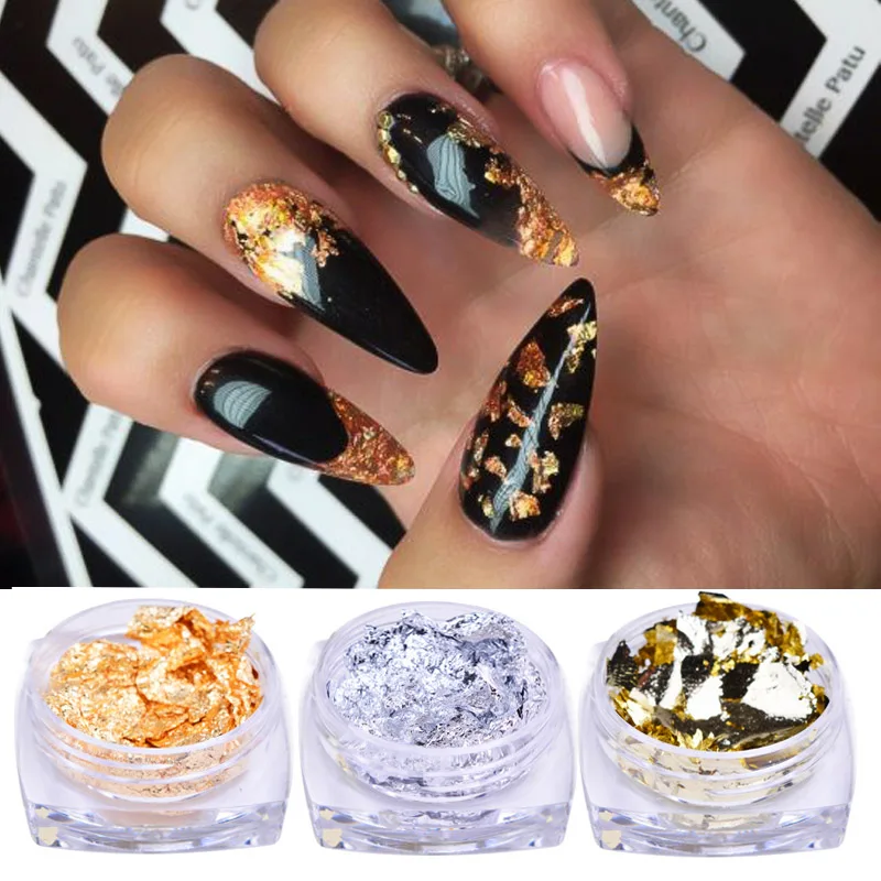 9 Коробки сусальное золото ногтей Фольга для маникюра красочные нерегулярные