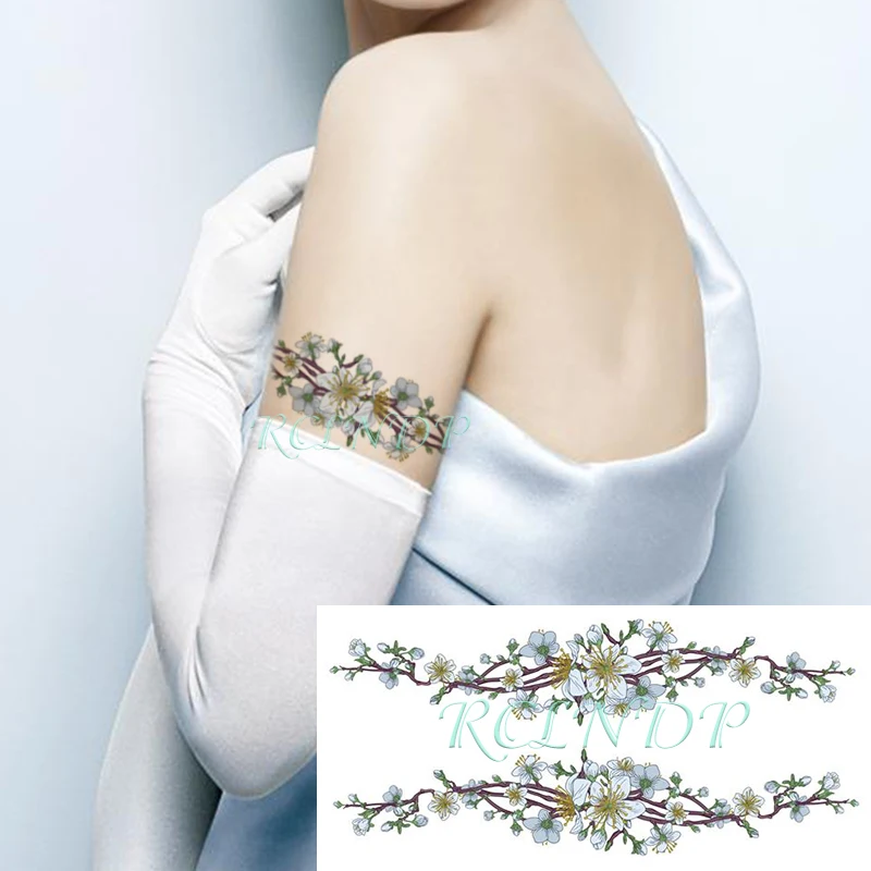 

Водостойкая Временная тату-наклейка, цветок, маленький свежий цветок персика, искусственная татуировка, флэш-тату для рук, ног, боди-арт для ...