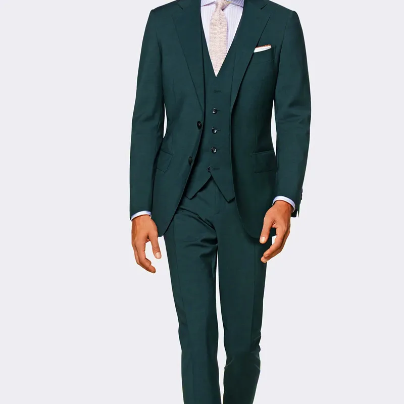 

2021 Spring New Tailor Made Men Suits Fashion Handsome Big Size Slim Fit Dark Green Groomsmen Tuxedos Wedding Party Men Clothing