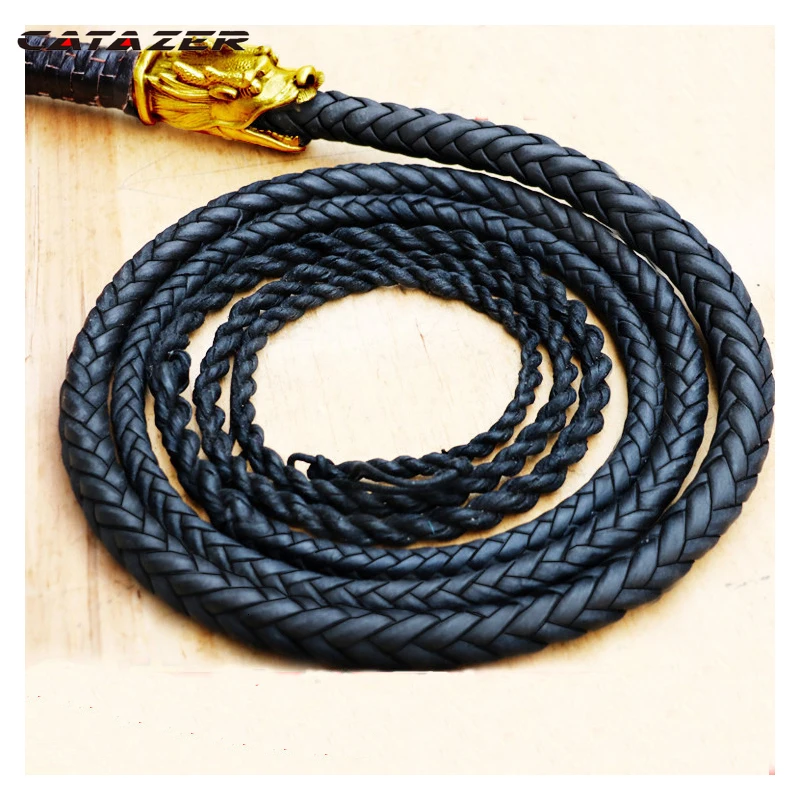 Catazer Pure Cowhide Ringing Whip Top Unicorn Whip Martial Art Whip Shepherd Kungfu Wushu Whip Self Defence Outdoor Fitness