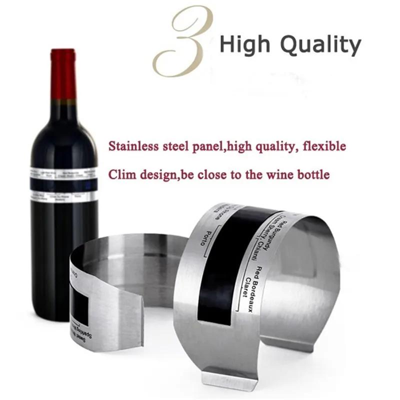 

Creative Stainless Steel Bottle Wine Thermometer LCD Display Serving Party Checker Bracelet Thermometer Shop Bar Kitchen Tools