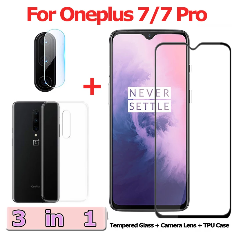 3 в 1 закаленное cтекло Oneplus 7 Pro 7Pro kамера One Plus защитное на стекло ван плас про для
