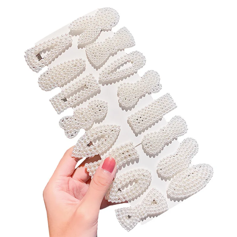 

16pcs/Set Women Girls Elegant Full Pearls Geometric Hair Clips Sweet Hair Ornament Hairpin Barrette Headband Hair Accessories