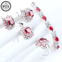 new bridal jewelry sets 925 sterling silver wedding jewelry zirconia earrings for women bracelet rings necklace set gifts box
