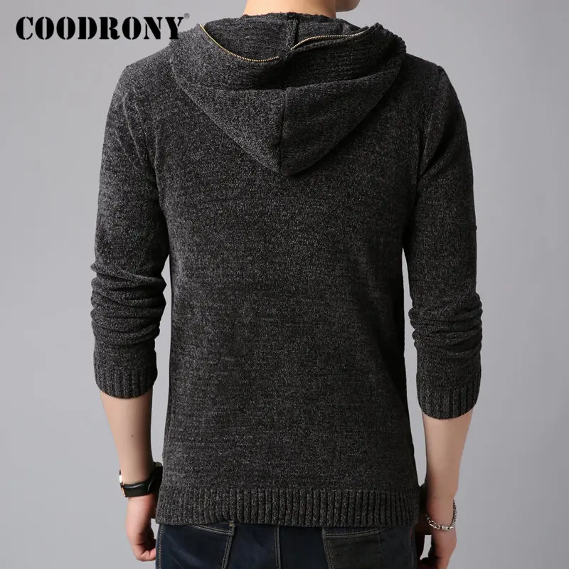 Бренд COODRONY, мужской свитер, Осень-зима, толстый теплый кашемировый шерстяной кардиган, Мужская Уличная мода, свитер с капюшоном, пальто для мужчин 91100